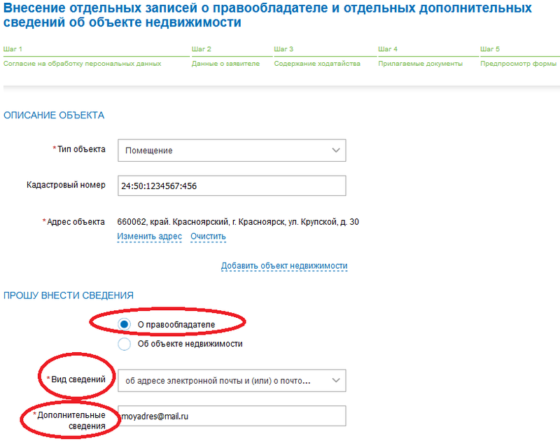 Внесение в Единый государственный реестр недвижимости отдельных записей о правообладателе