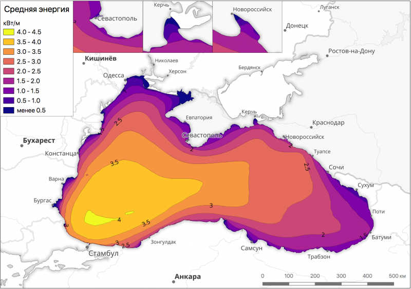 Карта волновой энергии Черного моря